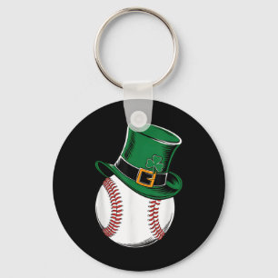 St Patricks Day Baseball Shamrock  Keychain