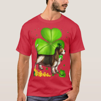 St Patrick's Day Basset Hound Shamrock Pet Lover T-Shirt