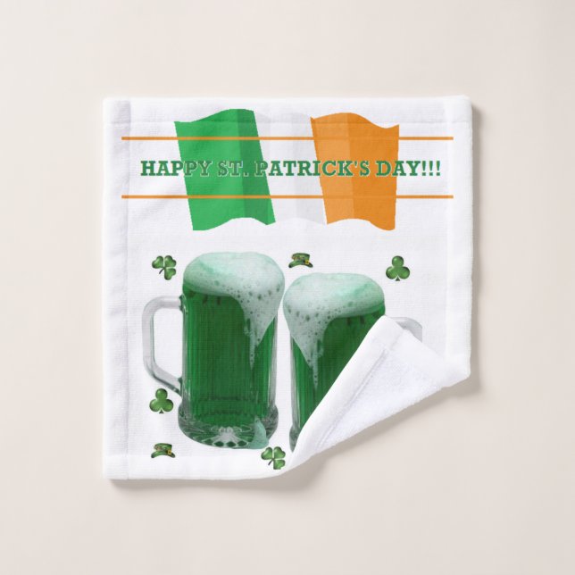 St. Patrick's Day Bathroom Towel Sets Beer (Wash Cloth)