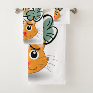 St. Patrick's Day Bathroom Towel Sets Cat