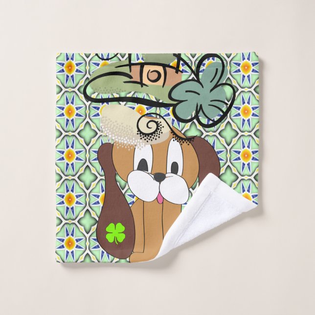 St. Patrick's Day Bathroom Towel Sets Dog (Wash Cloth)