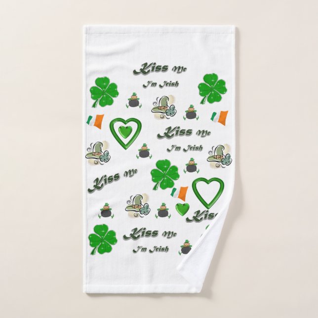 St. Patrick's Day Bathroom Towel Sets Teddy Bear (Hand Towel)
