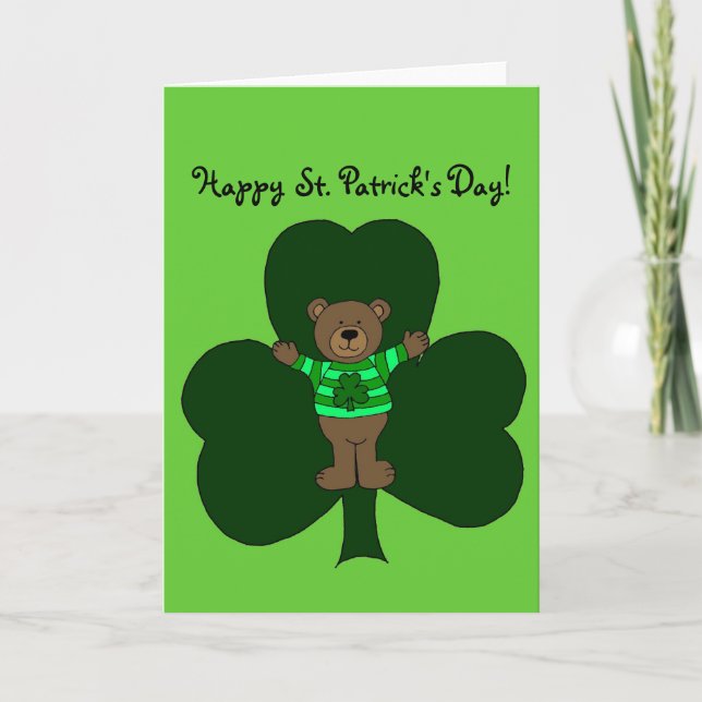 St. Patrick's Day Bear and shamrock card (Front)