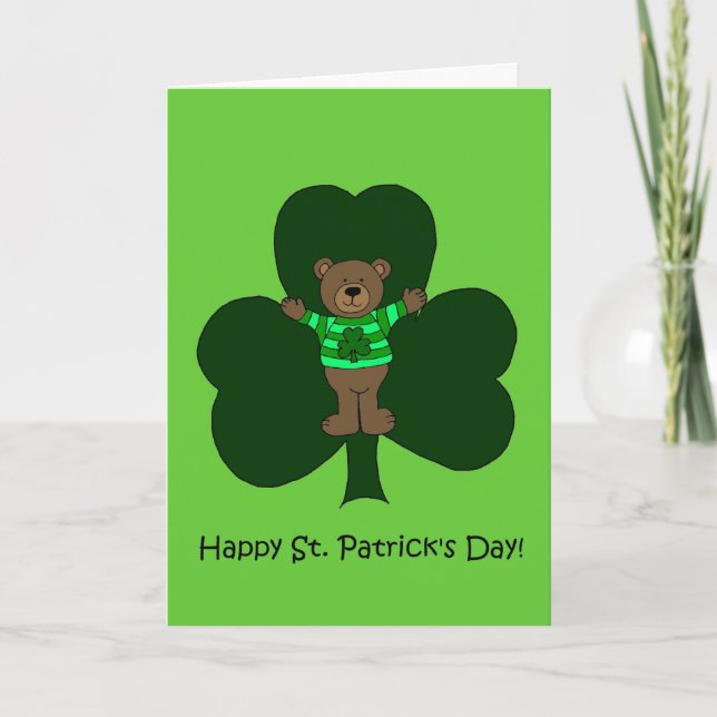 St. Patrick's day bear in green Card (Front)