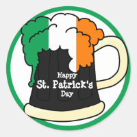 St. Patrick's Day Beer Mug with Irish Flag Foam