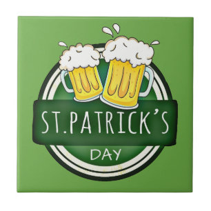 St. Patrick's Day, Beer Mugs, Irish Green Tile