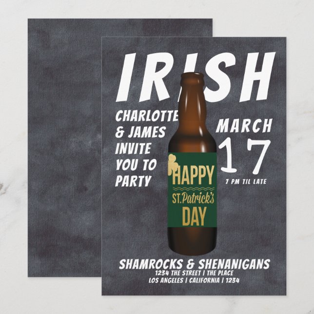 St Patricks Day Beer Party Irish Shenanigans Invitation (Front/Back)