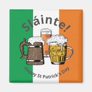 ST PATRICKS DAY Beer Sláinte Irish Flag Magnet