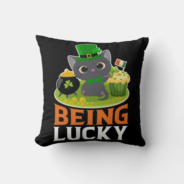 St. Patrick's Day Being Lucky Throw Pillow (Front)
