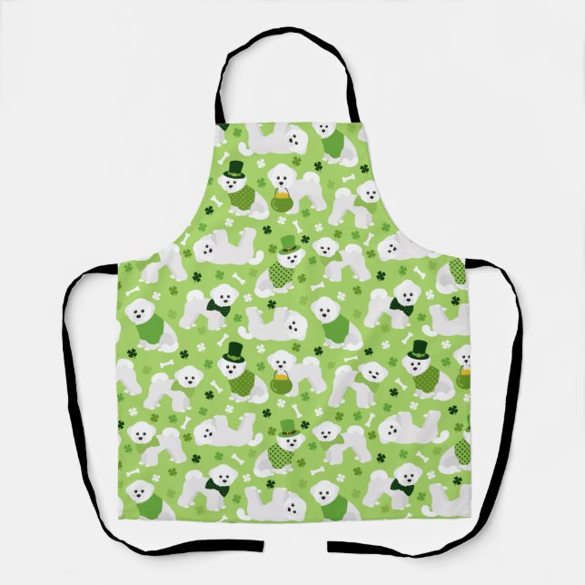 St. Patrick's Day Bichon Frise Apron (Front)