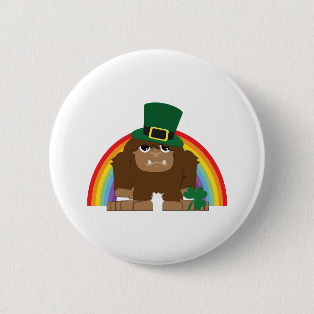 St. Patrick's Day Bigfoot 2 Inch Round Button (Front)