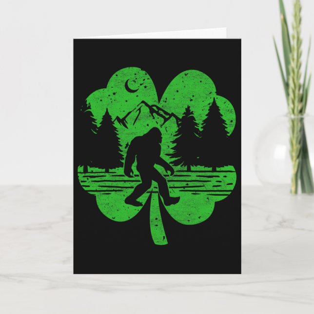 St Patricks Day Bigfoot Irish Sasquatch Saint Padd Card (Front)