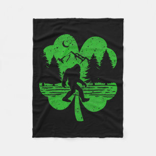 St Patricks Day Bigfoot Irish Sasquatch Saint Padd Fleece Blanket