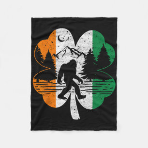St Patricks Day Bigfoot Irish Sasquatch Saint Padd Fleece Blanket