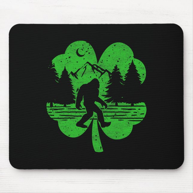 St Patricks Day Bigfoot Irish Sasquatch Saint Padd Mouse Pad (Front)