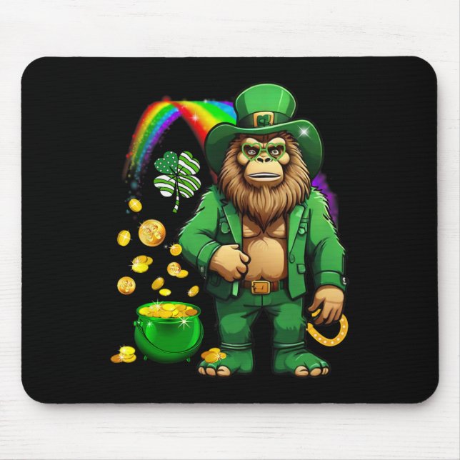 St Patrick's Day Bigfoot Rainbow Patricks Day 17 M Mouse Pad (Front)