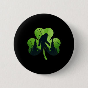 St Patricks Day Bigfoot Sasquatch Irish Shamrock M 2 Inch Round Button