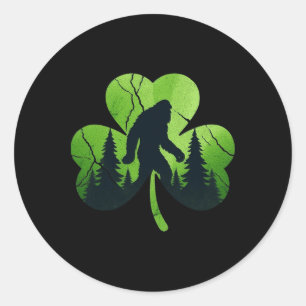 St Patricks Day Bigfoot Sasquatch Irish Shamrock M Classic Round Sticker