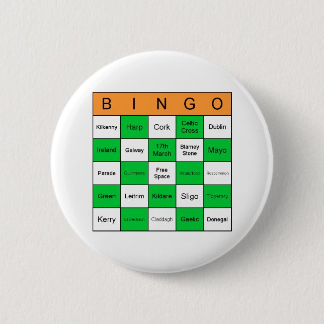 St Patricks Day Bingo 2 Inch Round Button (Front)