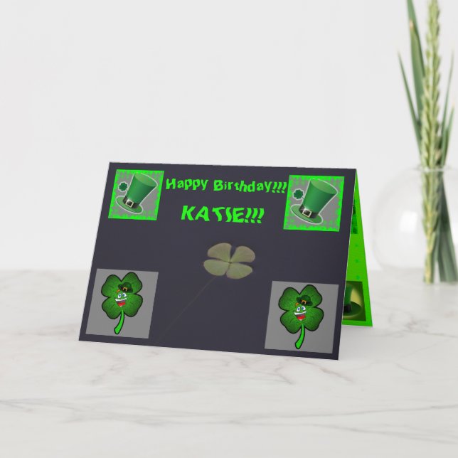 St Patrick's Day Birthday Greeting Day Card (Front)
