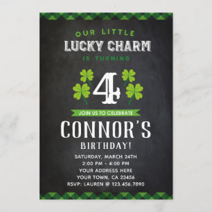St Patrick's Day Birthday Invitation Chalkboard