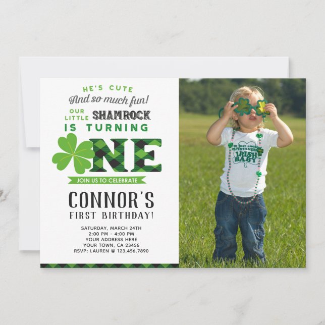 St Patrick's Day Birthday Invitation with Photo (Front)