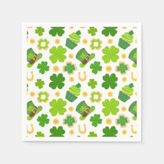 St. Patrick's Day Birthday Lucky Shamrocks Pattern Napkin