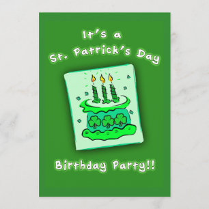 St Patricks Day Birthday Party Custom Invitations