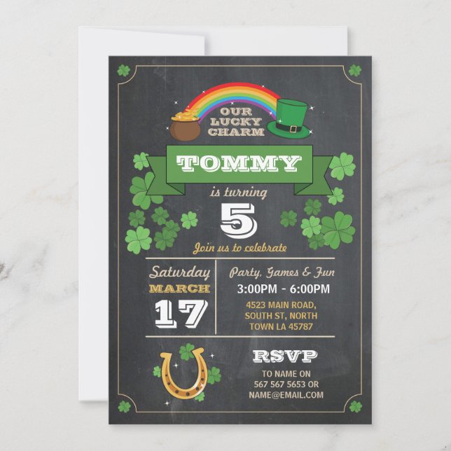 St. Patricks Day Birthday Party Invite 3 4 5 6 7 8 (Front)