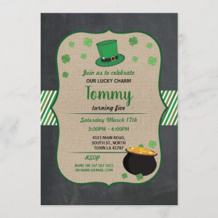 St Patricks Day Birthday Party Invite Shamrock