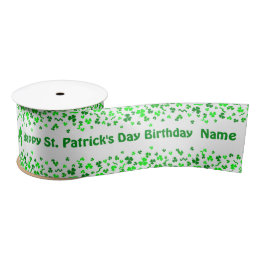 St Patrick's Day Birthday Personalized Name Satin Ribbon