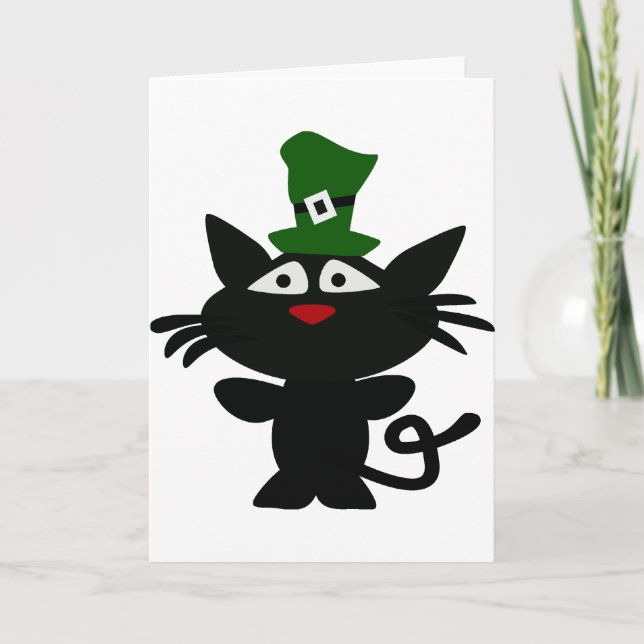 St Patrick's day: Black Cat Card (Front)