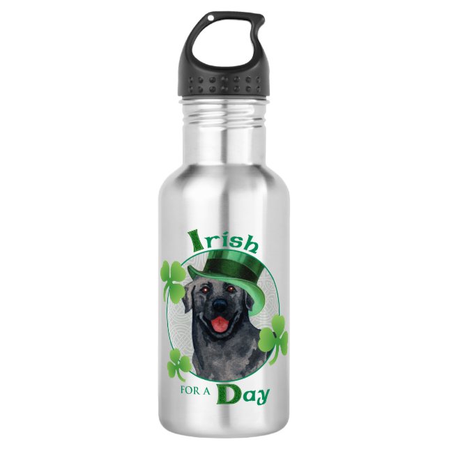 St. Patrick's Day Black Lab 532 Ml Water Bottle (Front)