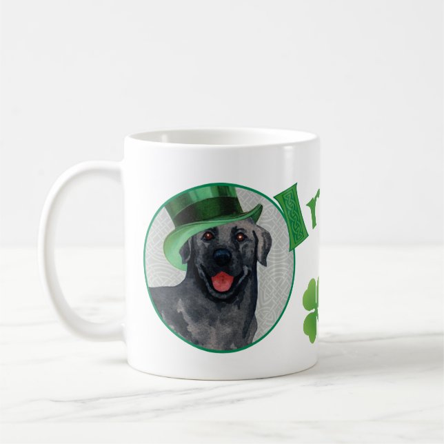 St. Patrick's Day Black Lab Coffee Mug (Left)