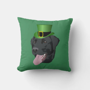 St. Patrick's Day Black Lab Throw Pillow