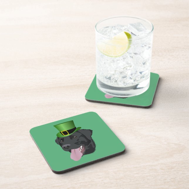 St. Patrick's Day Black Labrador Coaster (Right Side)