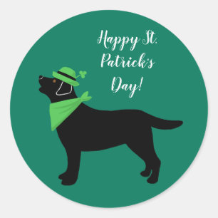 St. Patrick's Day Black Labrador Green Fashion Classic Round Sticker