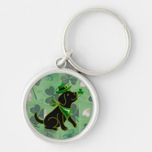 St. Patrick's Day Black Labrador Keychain