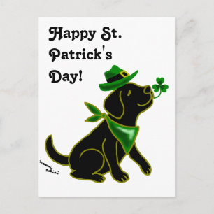 St. Patrick's Day Black Labrador Postcard