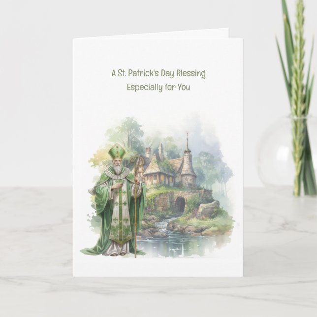 St. Patrick's Day Blessing Roses Celtic Cross Card (Front)