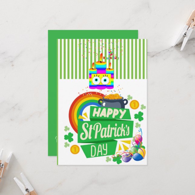 St. Patrick's Day Bonne Invitation d'anniversaire (Devant/Arrière en situation)