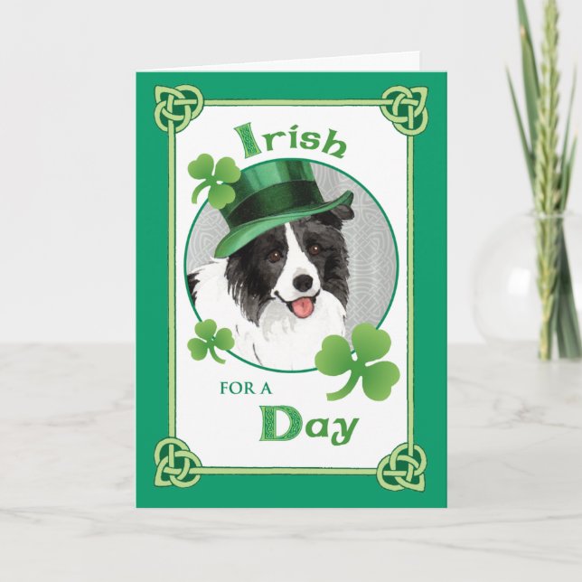 St. Patrick's Day Border Collie Card (Front)