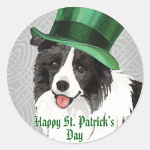 St. Patrick's Day Border Collie Classic Round Sticker
