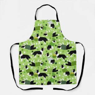 St. Patrick's Day Border Collie Pattern Apron