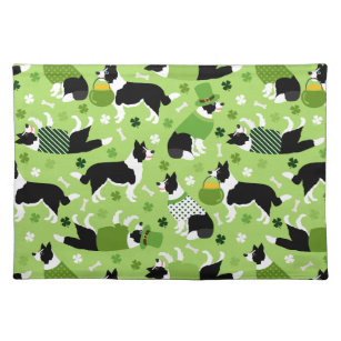 St. Patrick's Day Border Collie Pattern Placemat