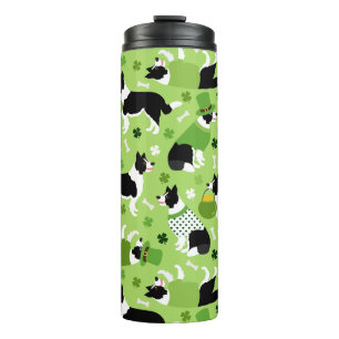 St. Patrick's Day Border Collie Pattern Thermal Tumbler