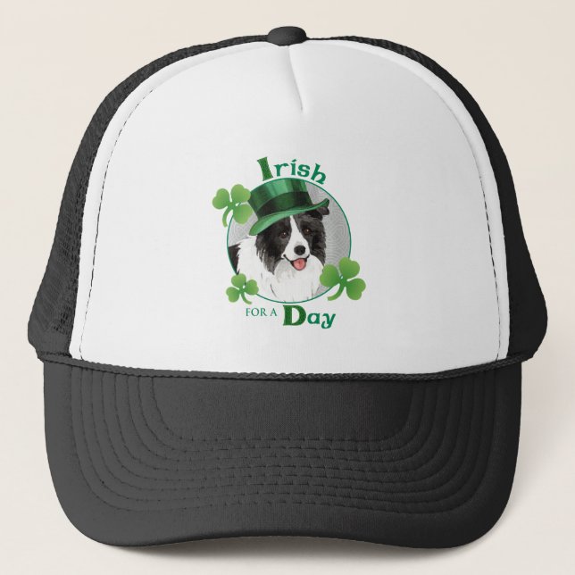 St. Patrick's Day Border Collie Trucker Hat (Front)