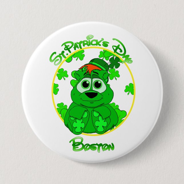 St Patrick's Day Boston feat Lil Clover 3 Inch Round Button (Front)