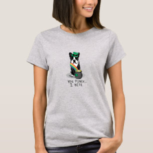 St. Patrick's Day Boston Terrier (black) Cute Dog T-Shirt