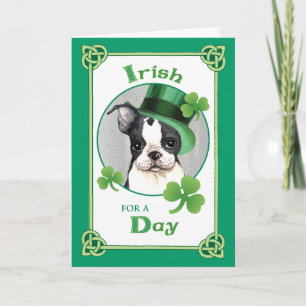 St. Patrick's Day Boston Terrier Card